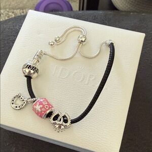 Silver and Pink Charm Bracelet